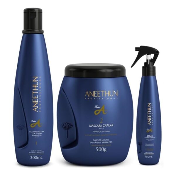 Kit Aneethun Linha A - Xampu, máscara e Finarizador Spray